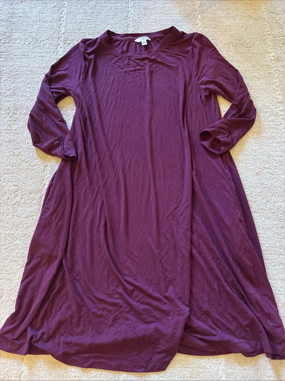 Relaxed A-Line Midi Dress in Plum